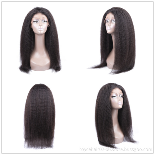 30 Inch High Quality Virgin Remy Human Hair Wig Kinky Straight Yaki Full Lace Braided Natural Wigs for Women